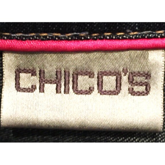 Chico’s L Pink Flower Close Dark Wash Jean Jacket - Picture 5 of 7